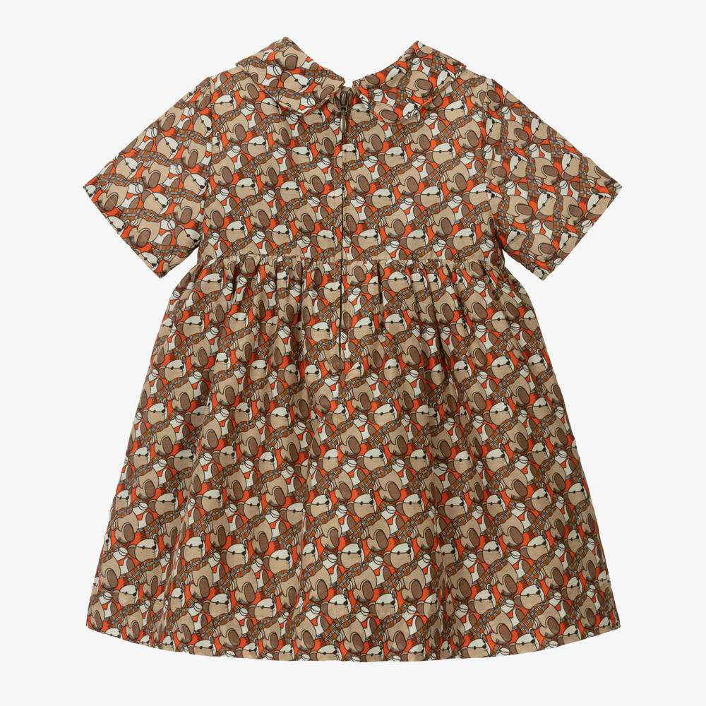 Burberry-Шелковое платье с воротником бежевое для девочек | Childrensalon Outlet