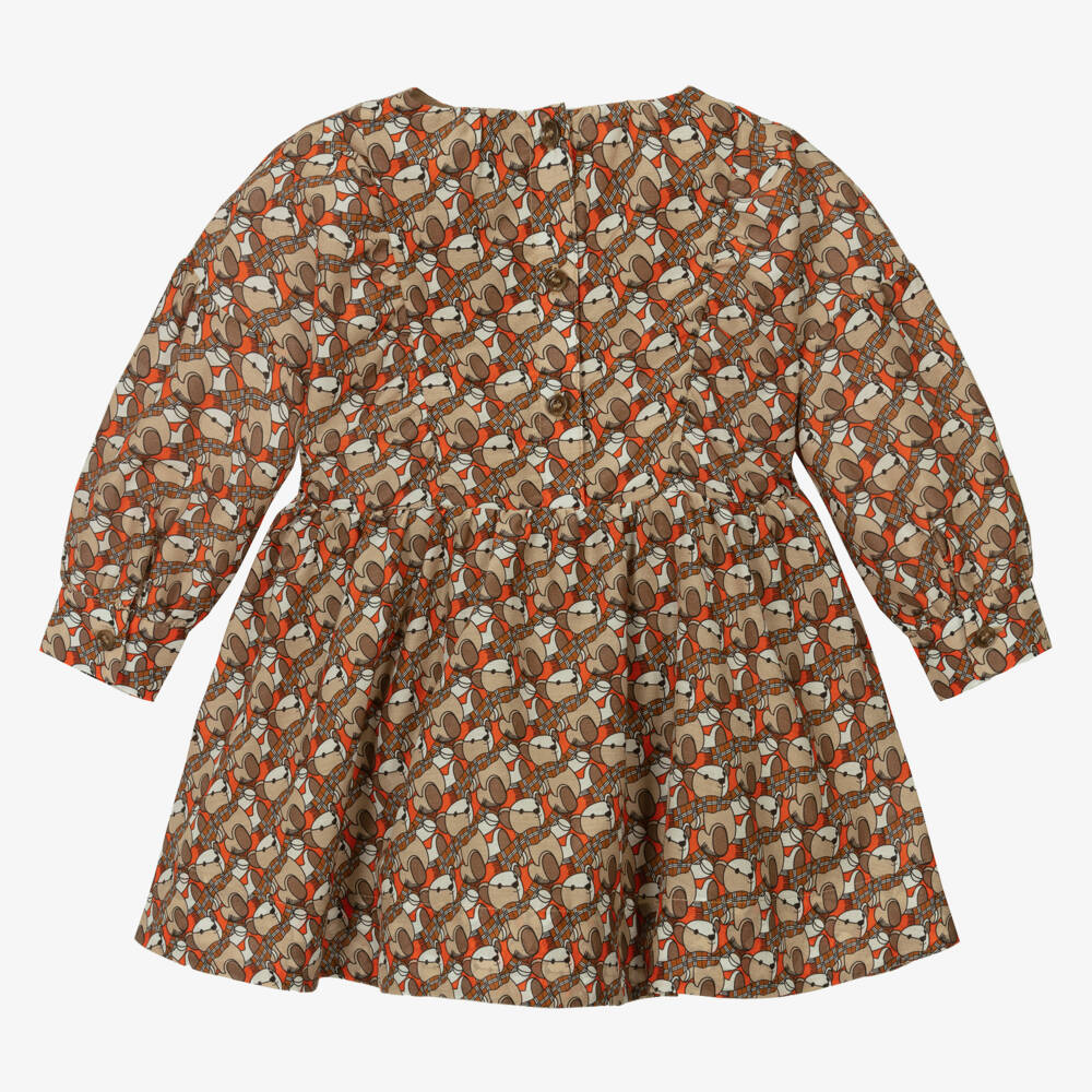 Burberry-فستان بناتي بيج من القطن والحرير | Childrensalon Outlet