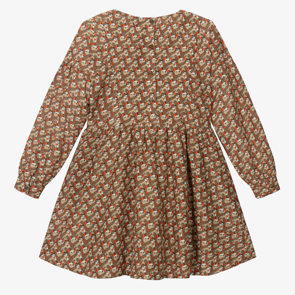 Burberry-Girls Beige Cotton-Silk Pleated Dress | Childrensalon Outlet