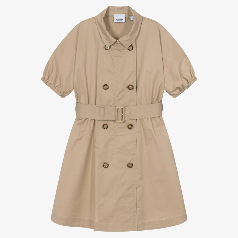 Burberry-Girls' Beige Cotton Trench Dress | Childrensalon Outlet