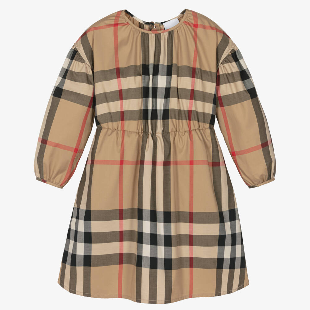 Burberry-فستان بناتي بيج بنقشة التراث | Childrensalon Outlet