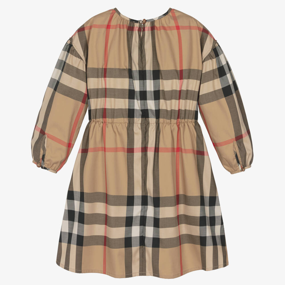 Burberry-Girls Beige Heritage Check Dress | Childrensalon Outlet