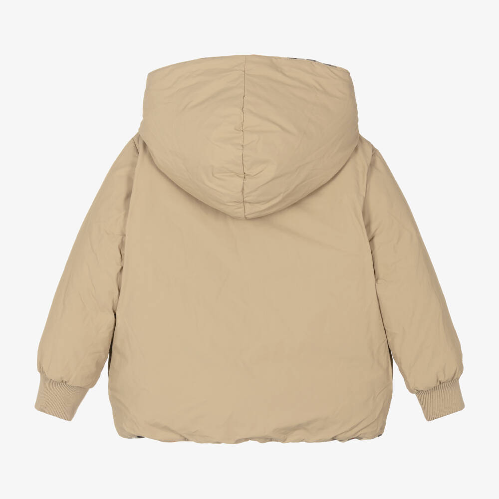 Burberry-Girls Beige Plaid Convertible Coat | Childrensalon Outlet