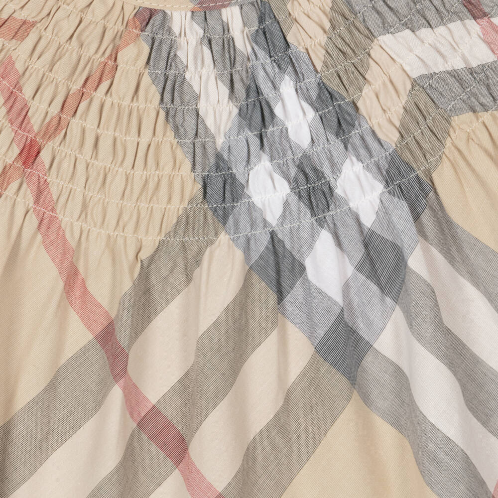 Burberry-Girls Beige Plaid Cotton Dress | Childrensalon Outlet