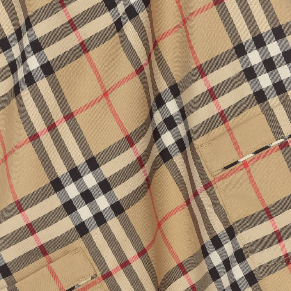 Burberry-Girls Beige Plaid Cotton Ensemble | Childrensalon Outlet