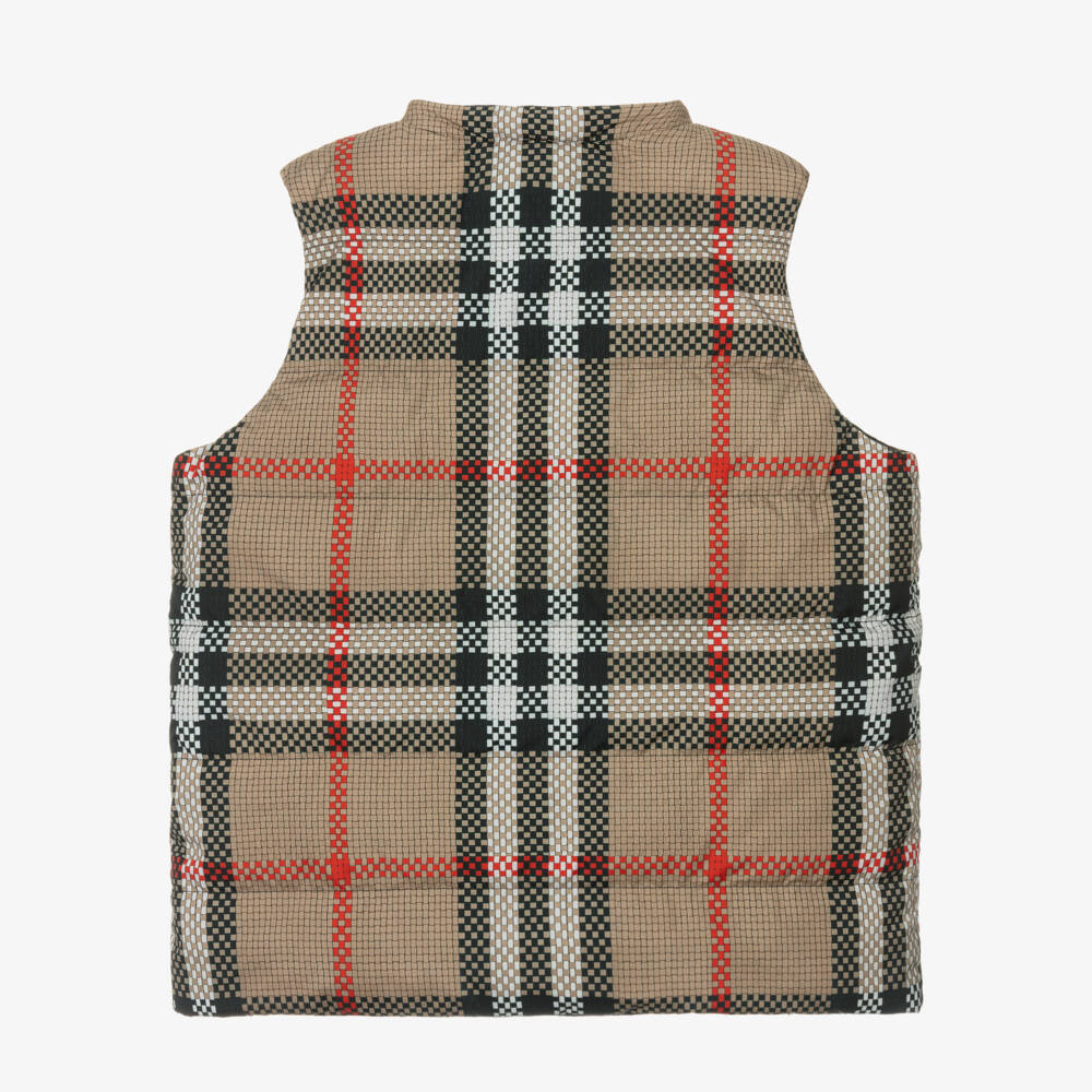 Burberry-سترة بنات بيج قابلة للعكس بنقشة مربعات | Childrensalon Outlet