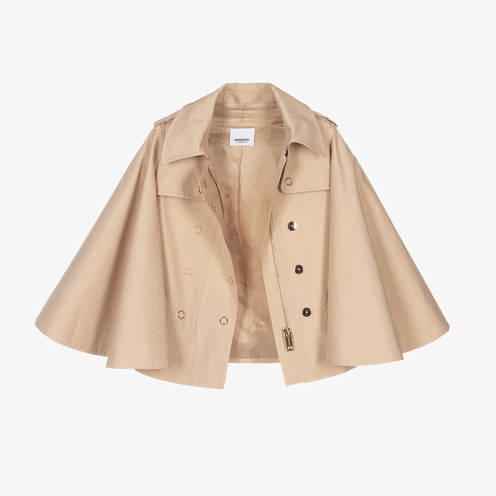 Burberry-Girls Beige Short Trench Coat | Childrensalon Outlet