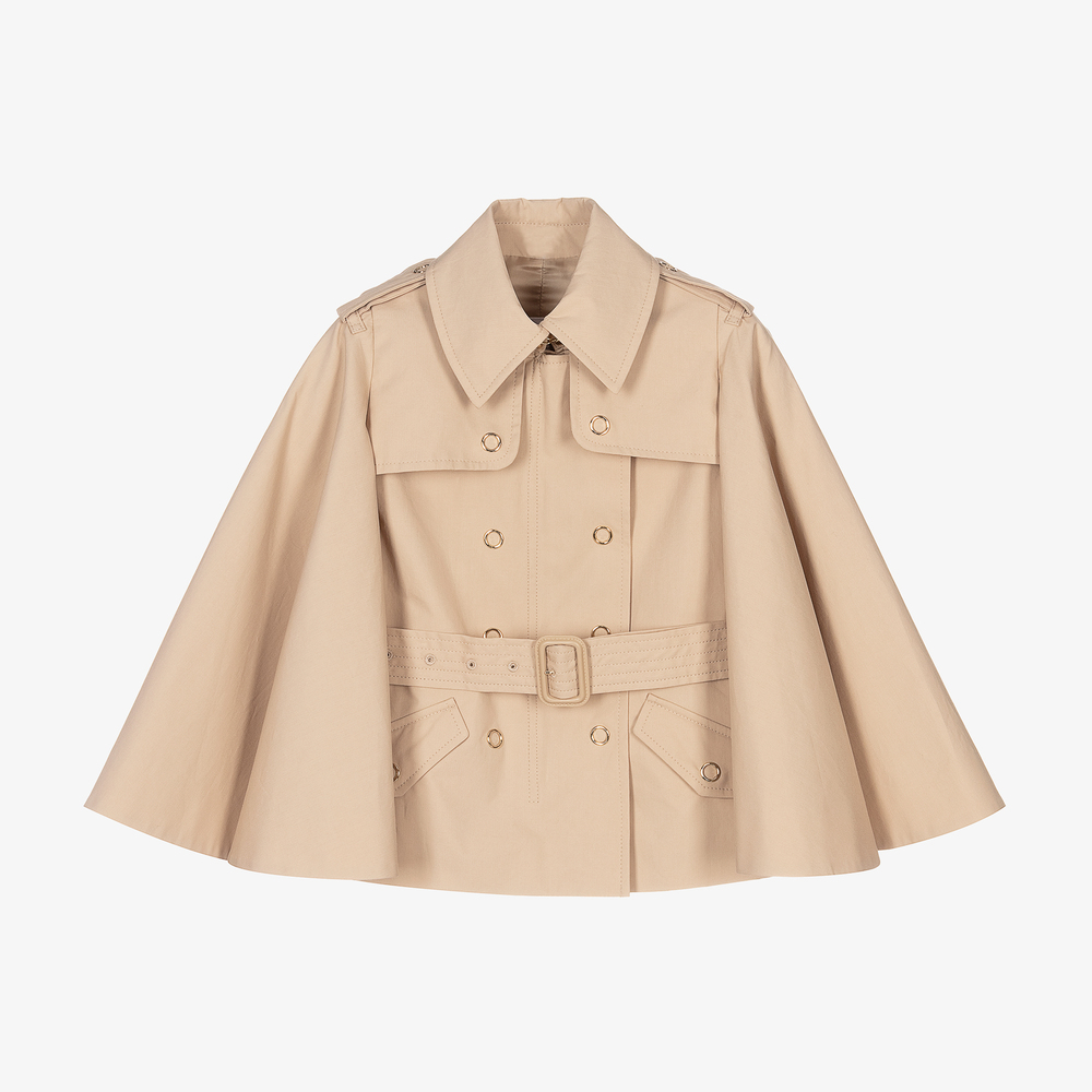 Burberry - Girls Beige Short Trench Coat | Childrensalon