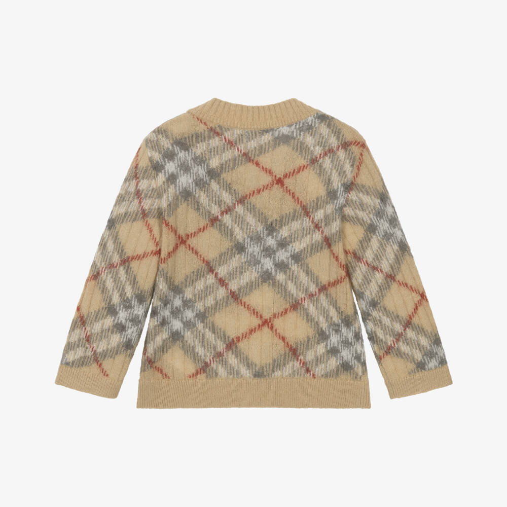 Burberry-Girls Beige Silk & Alpaca Knit Cardigan | Childrensalon Outlet