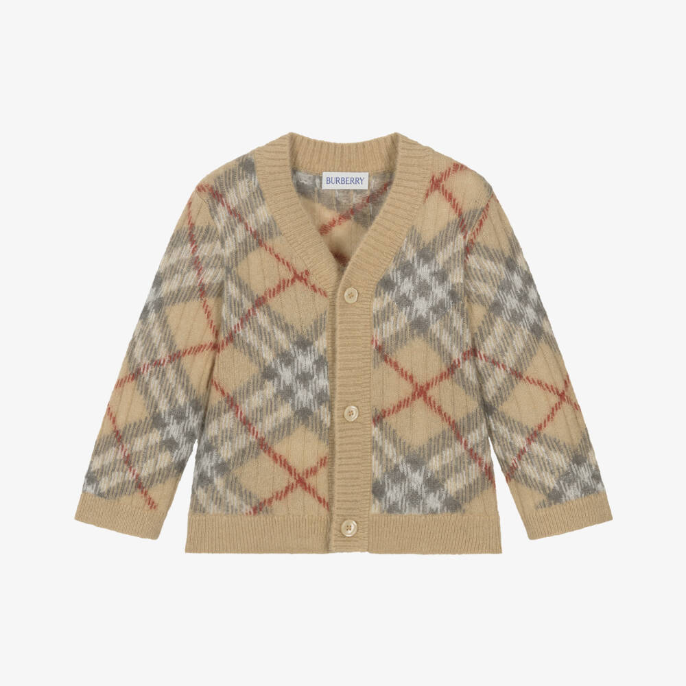 Burberry-Girls Beige Silk & Alpaca Knit Cardigan | Childrensalon Outlet
