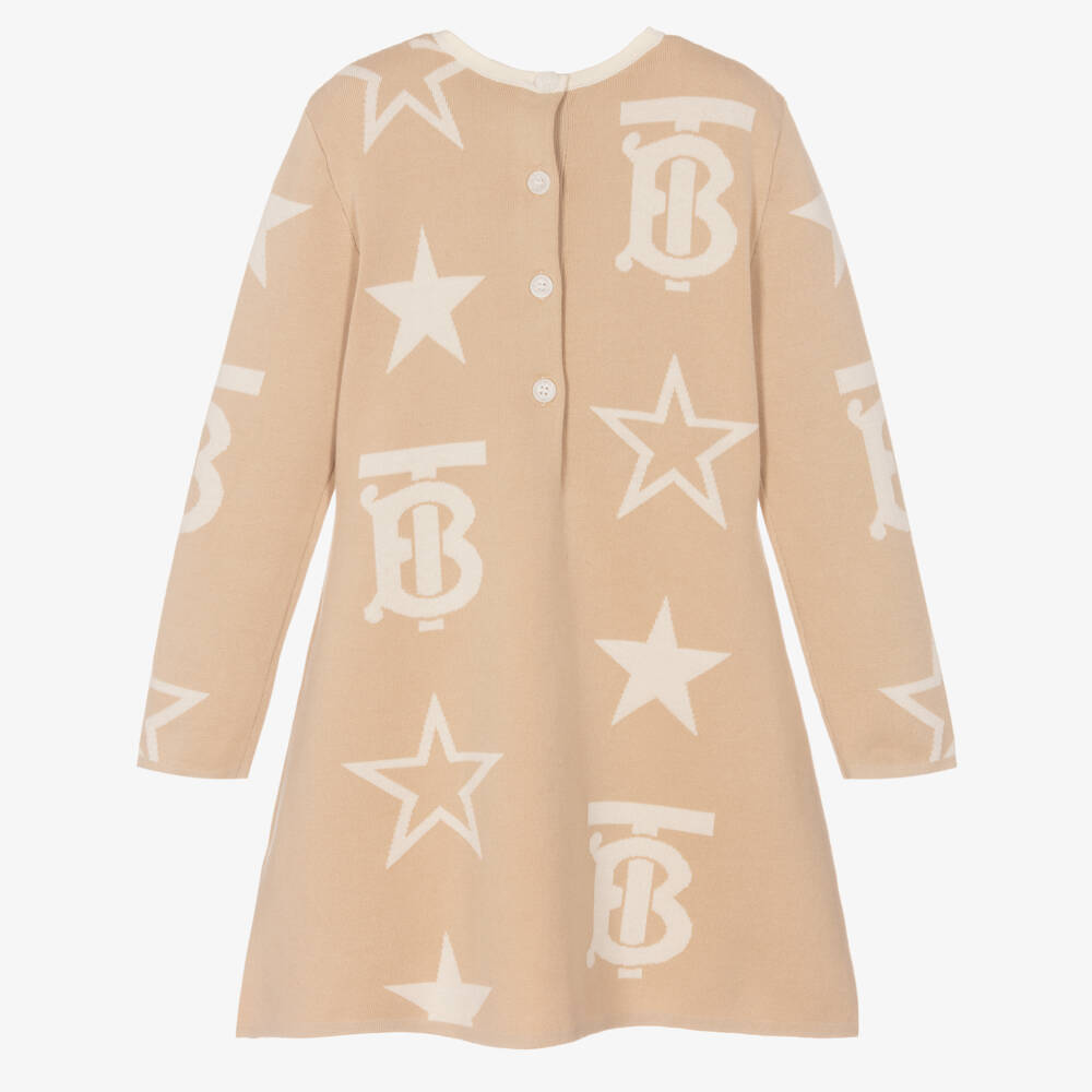 Burberry-Girls Beige Star Patterned Dress | Childrensalon Outlet
