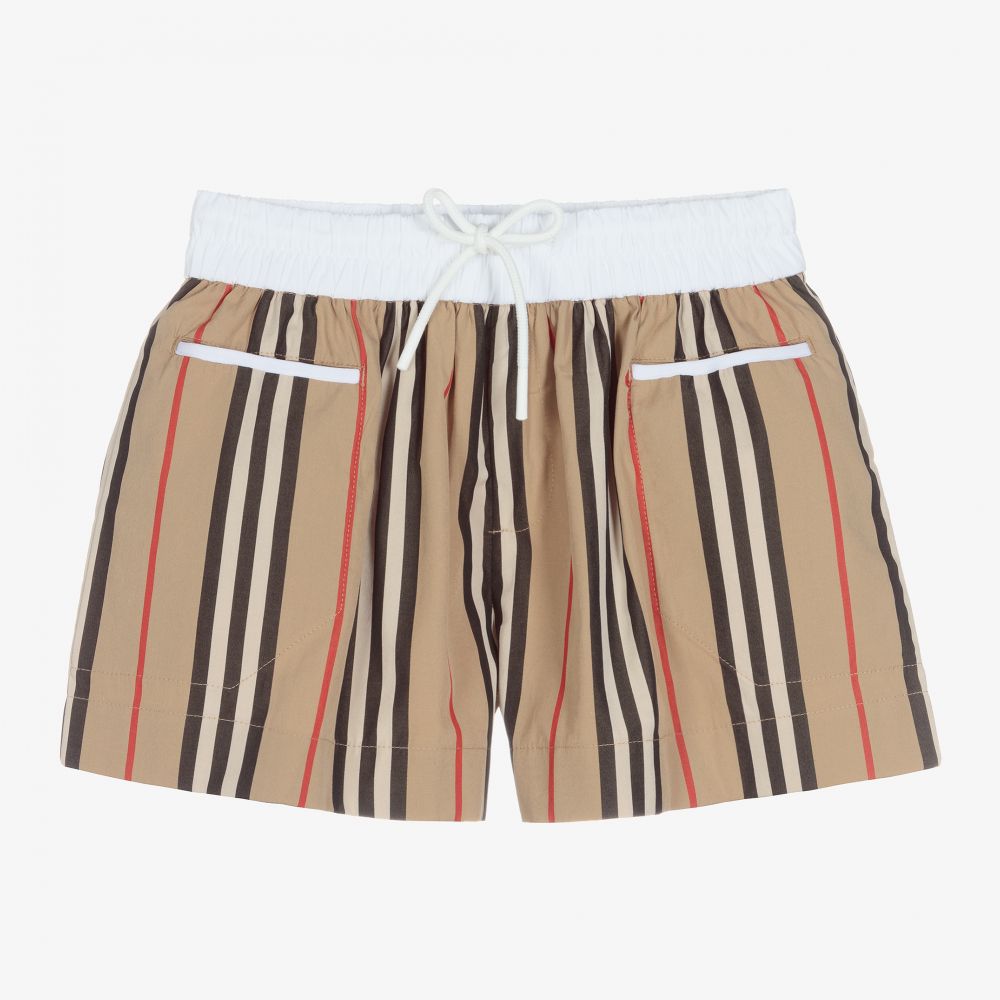 Burberry - Girls Beige Striped Shorts | Childrensalon