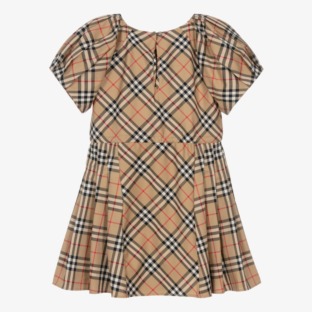 Burberry-Girls Beige Timeless Check Dress | Childrensalon Outlet