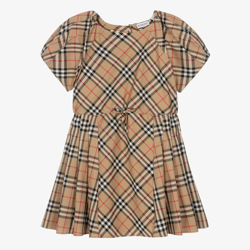 Burberry-Платье в клетку бежевое для девочек | Childrensalon Outlet