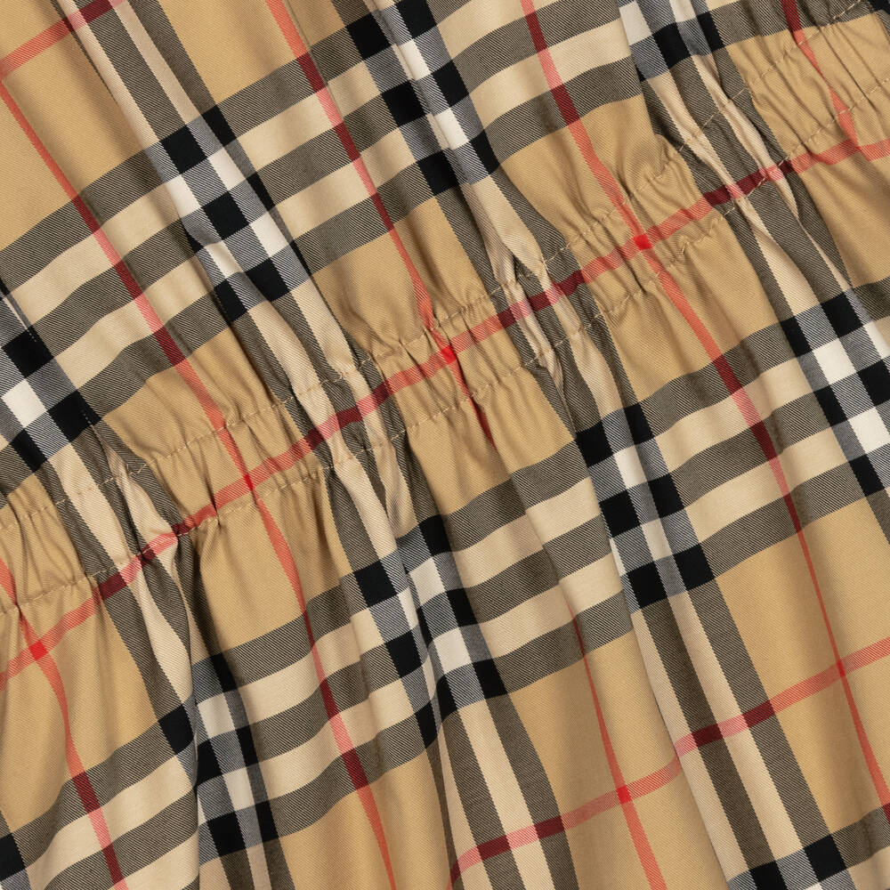 Burberry-Girls Beige Twill Check Frock | Childrensalon Outlet