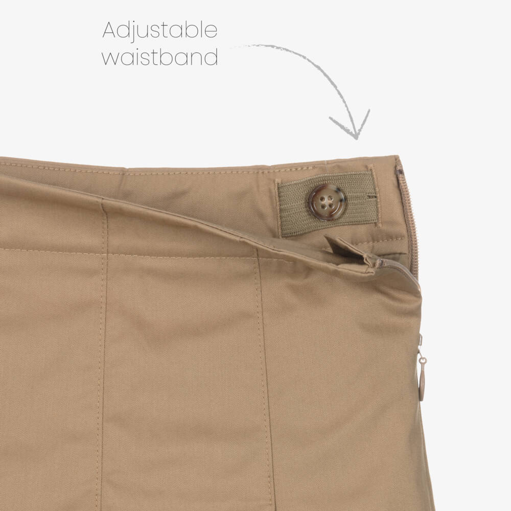 Burberry-Girls Beige Twill Heritage Skirt | Childrensalon Outlet