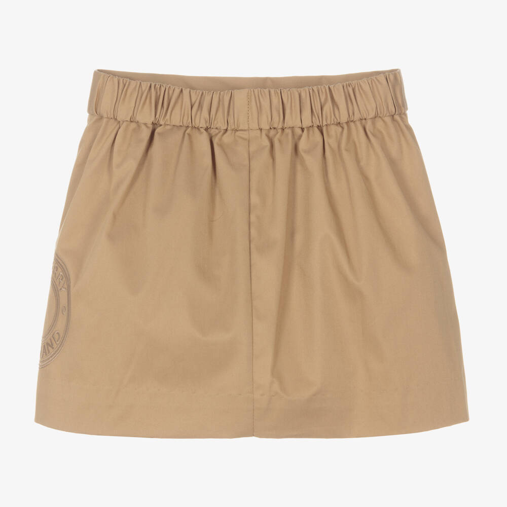 Burberry-Girls' Beige Twill Logo Skirt | Childrensalon Outlet