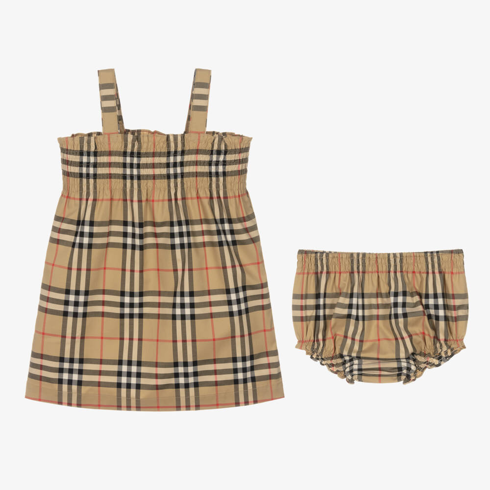Burberry-Girls Beige Vintage Check Sundress | Childrensalon Outlet
