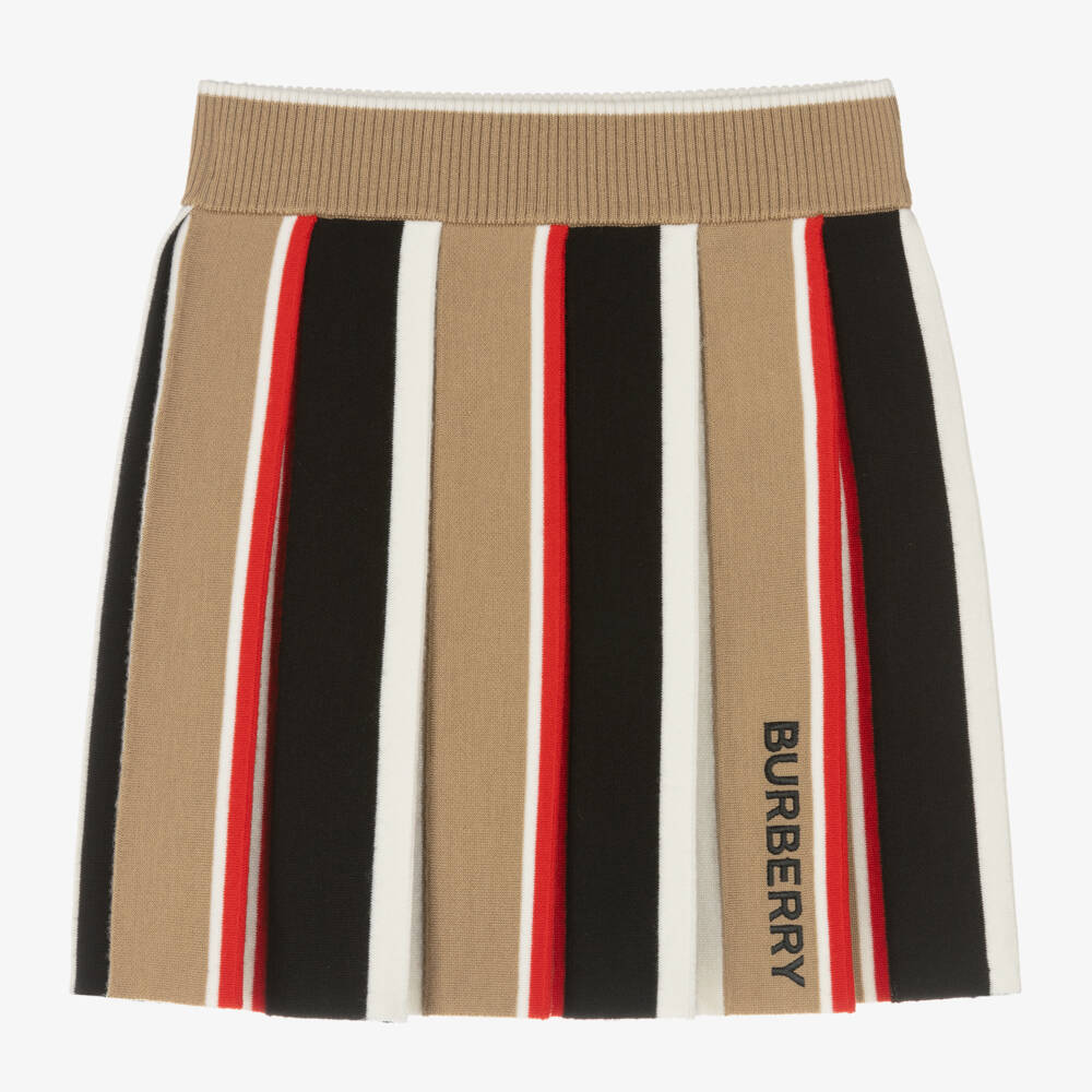 Burberry-Бежевая шерстяная юбка в полоску для девочек | Childrensalon Outlet