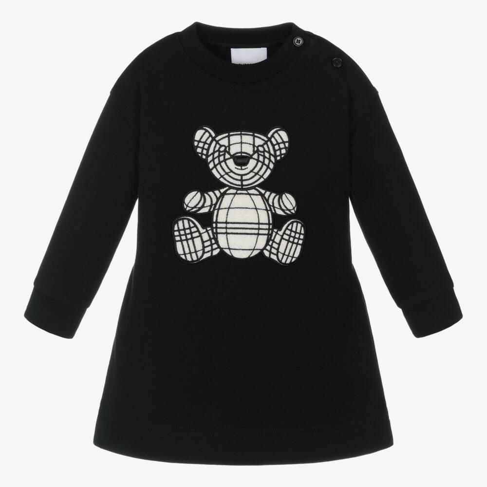 Burberry-Girls Black Bear Appliqué Dress | Childrensalon Outlet