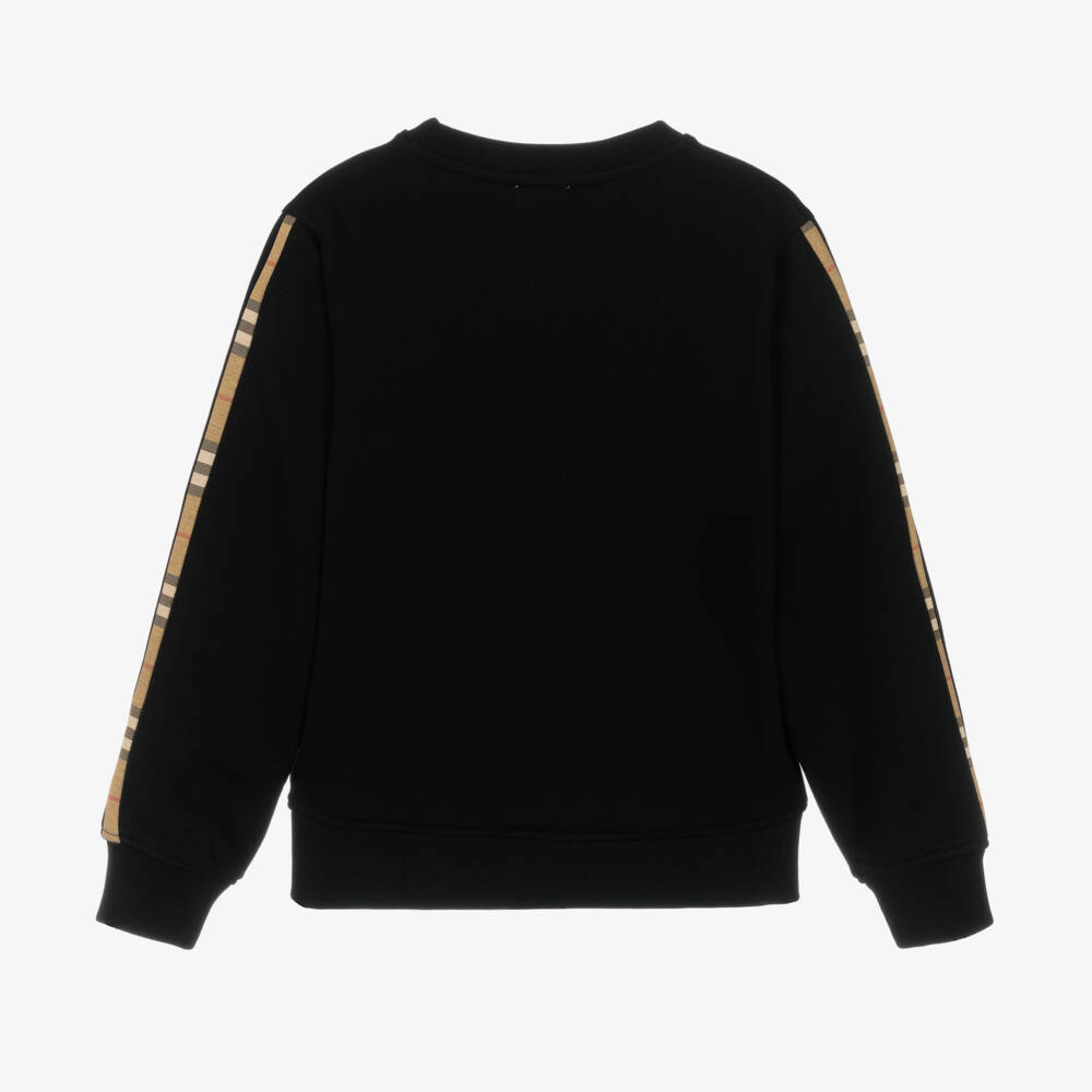 Burberry-Girls Black Check Accent Sweatshirt | Childrensalon Outlet