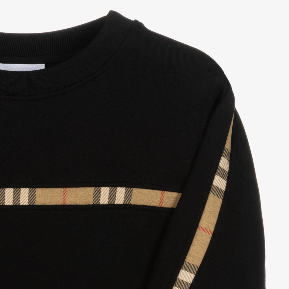Burberry-Girls Black Check Accent Sweatshirt | Childrensalon Outlet