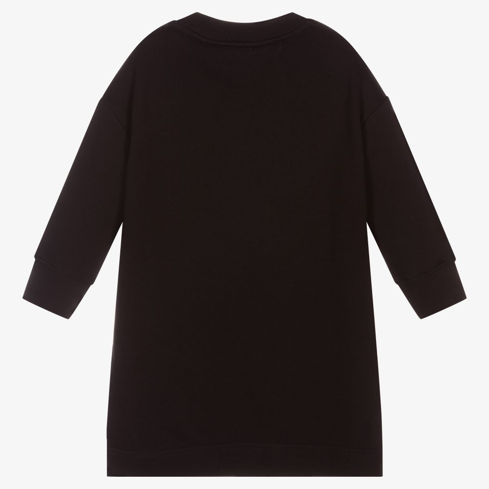 Burberry-فستان قطن لون أسود | Childrensalon Outlet