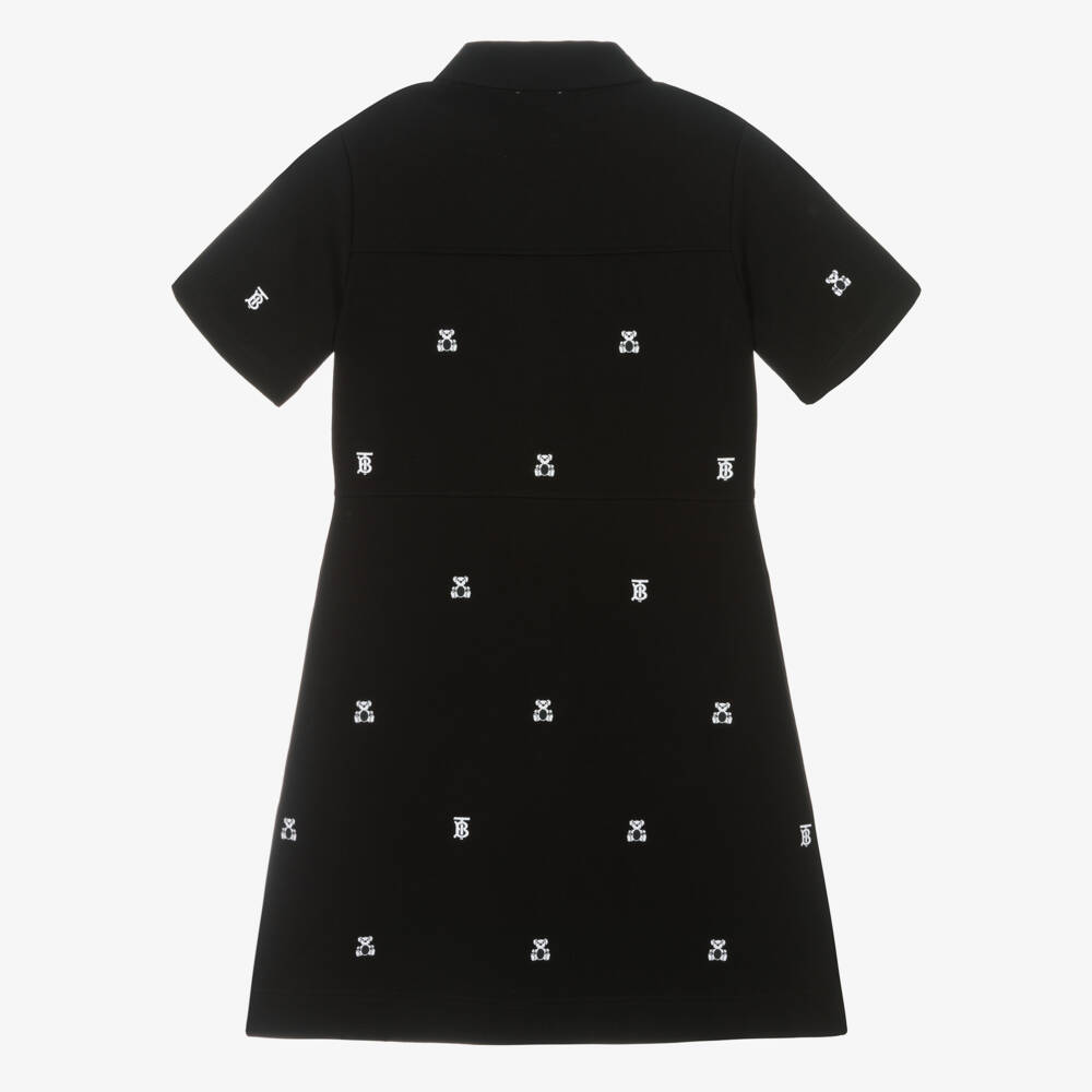 Burberry-فستان بولو أسود مطرز للبنات | Childrensalon Outlet