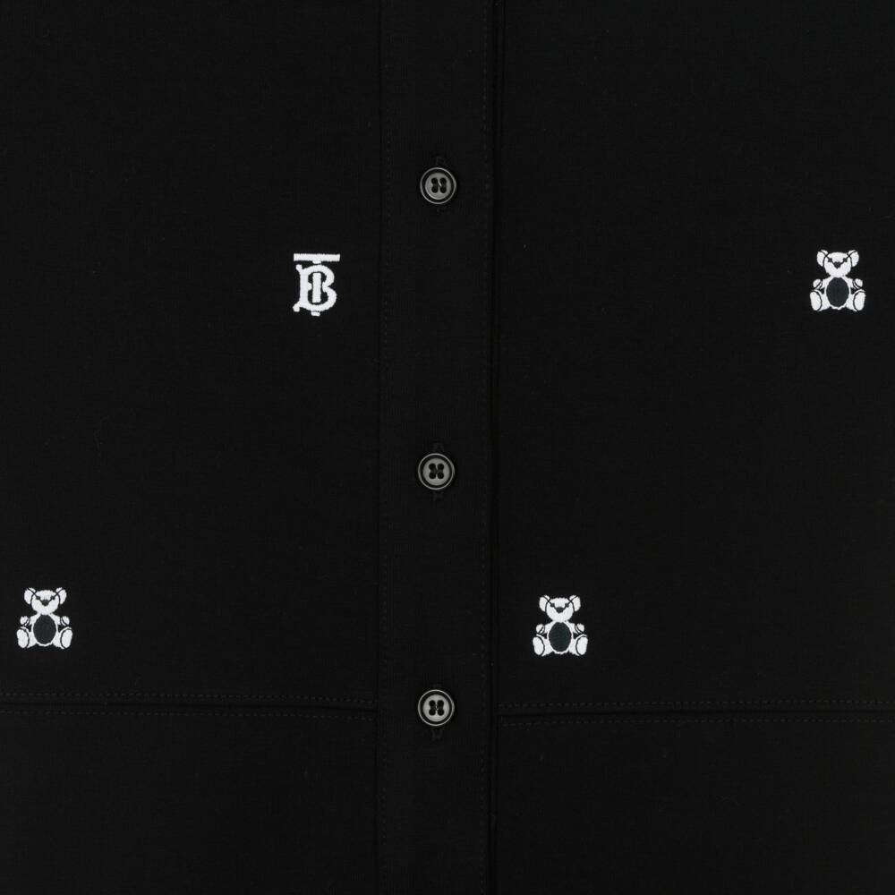 Burberry-فستان بولو أسود مطرز للبنات | Childrensalon Outlet