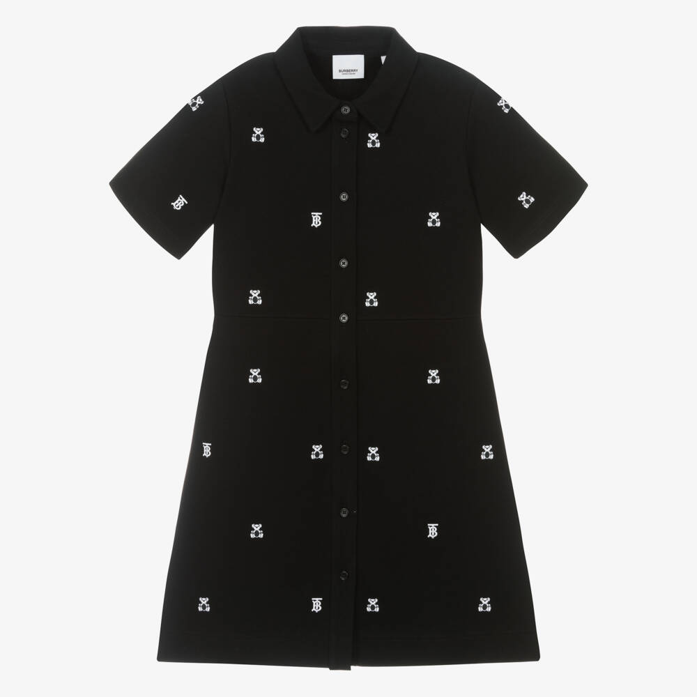 Burberry-Черное платье рубашка поло с вышивкой для девочек | Childrensalon Outlet