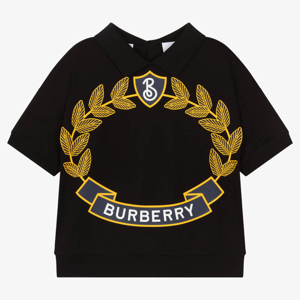 Burberry-Рубашка поло черная с гербом для девочек | Childrensalon Outlet