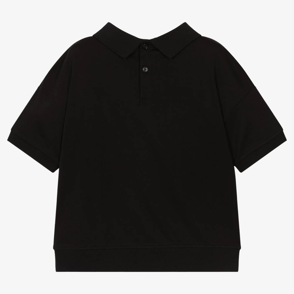 Burberry-Girls Black Heritage Crest Polo | Childrensalon Outlet
