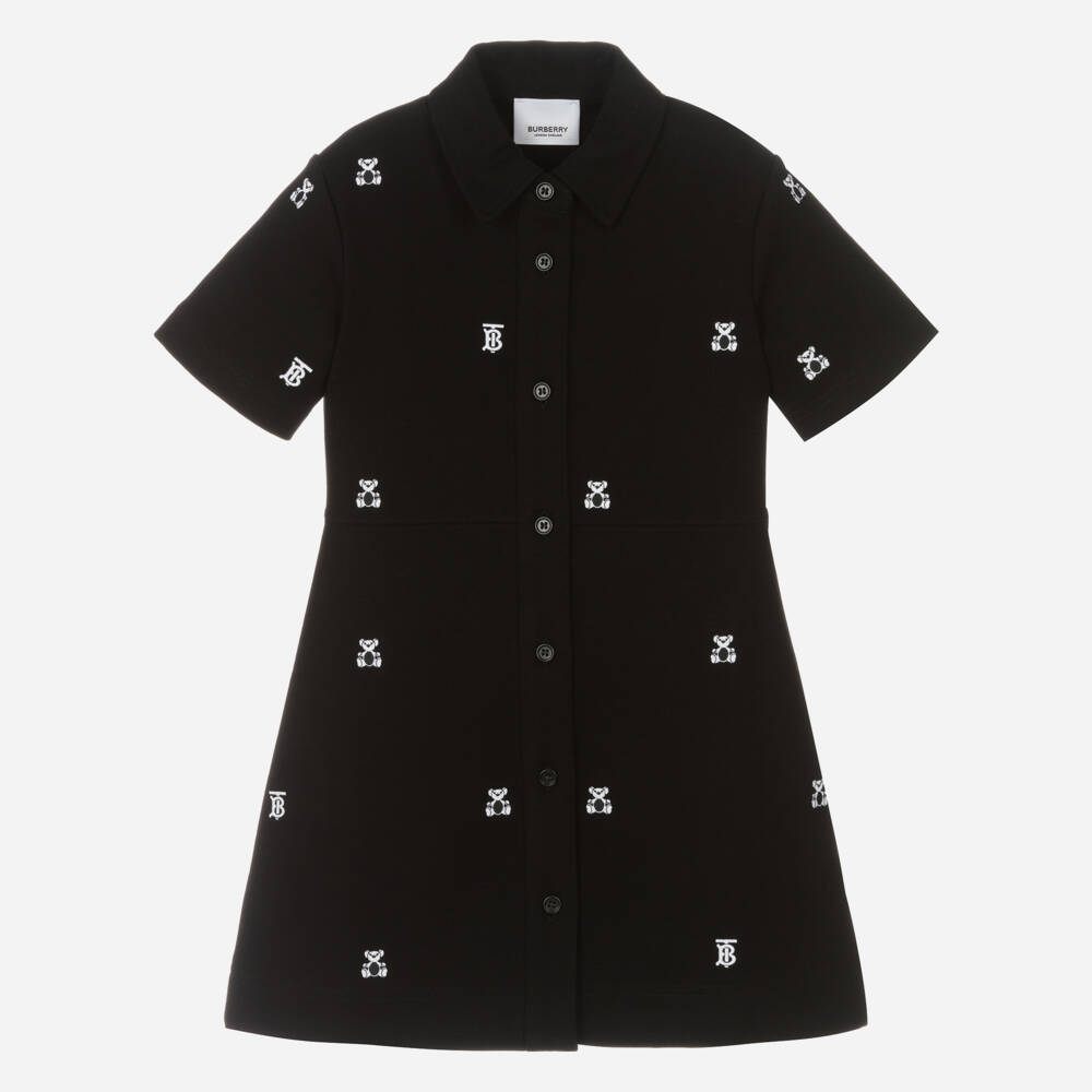 Burberry-Girls Black Milano Bear Dress | Childrensalon Outlet