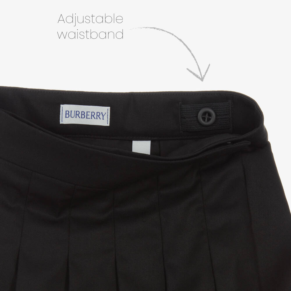 Burberry-Girls Black Pleated Wrap Skirt | Childrensalon Outlet