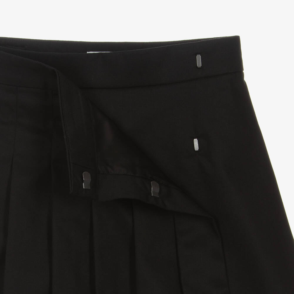 Burberry-Girls Black Pleated Wrap Skirt | Childrensalon Outlet