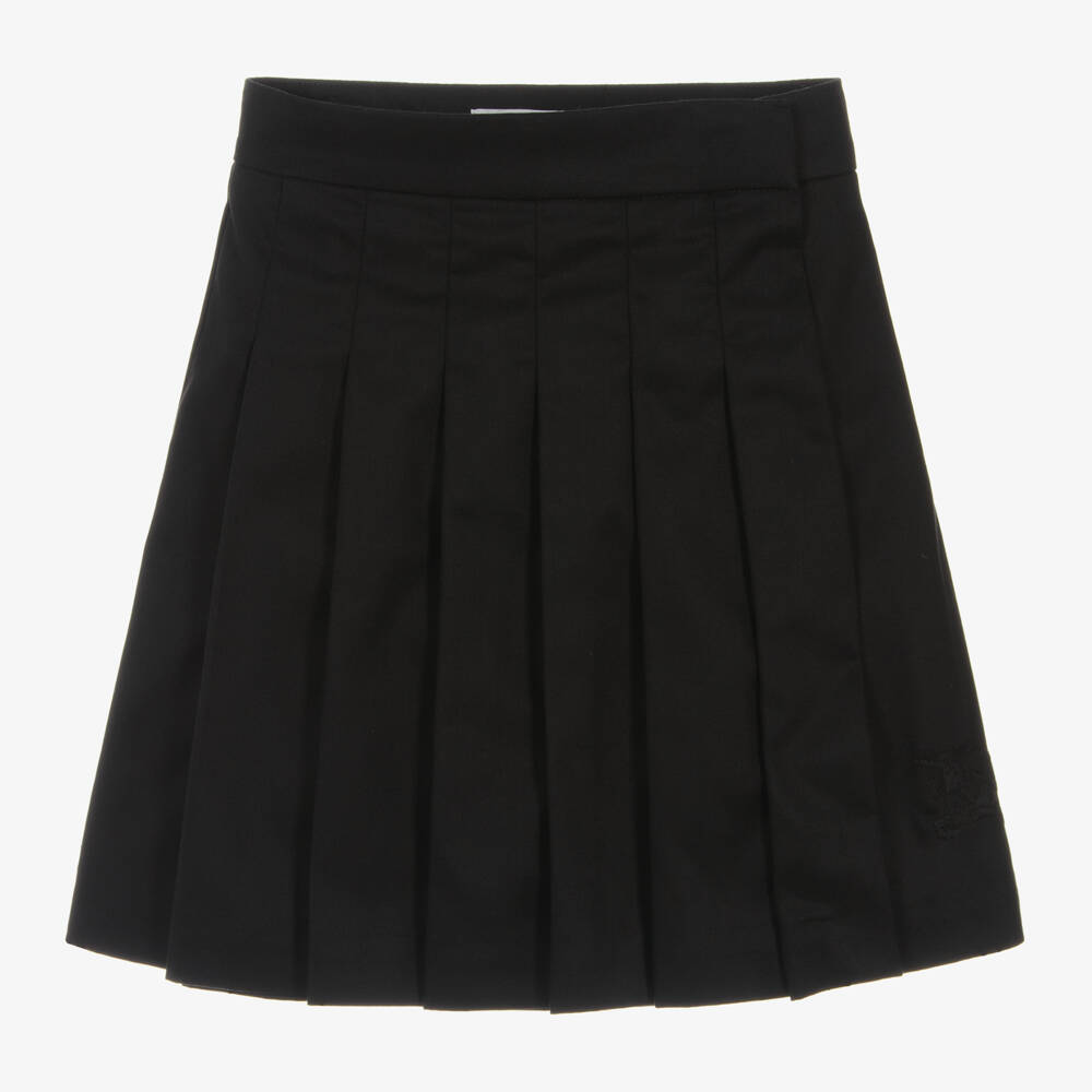 Burberry-Girls Black Pleated Wrap Skirt | Childrensalon Outlet