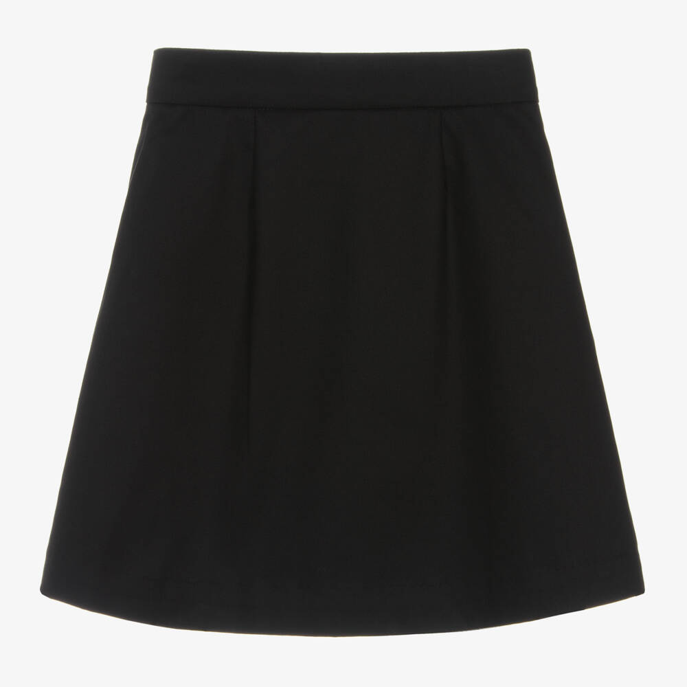 Burberry-Girls Black Pleated Wrap Skirt | Childrensalon Outlet