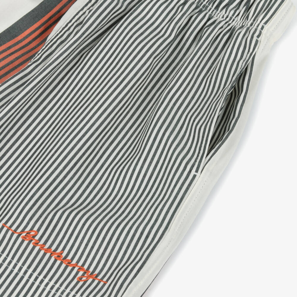 Burberry-Girls Black & Tangerine Cotton Stripes | Childrensalon Outlet