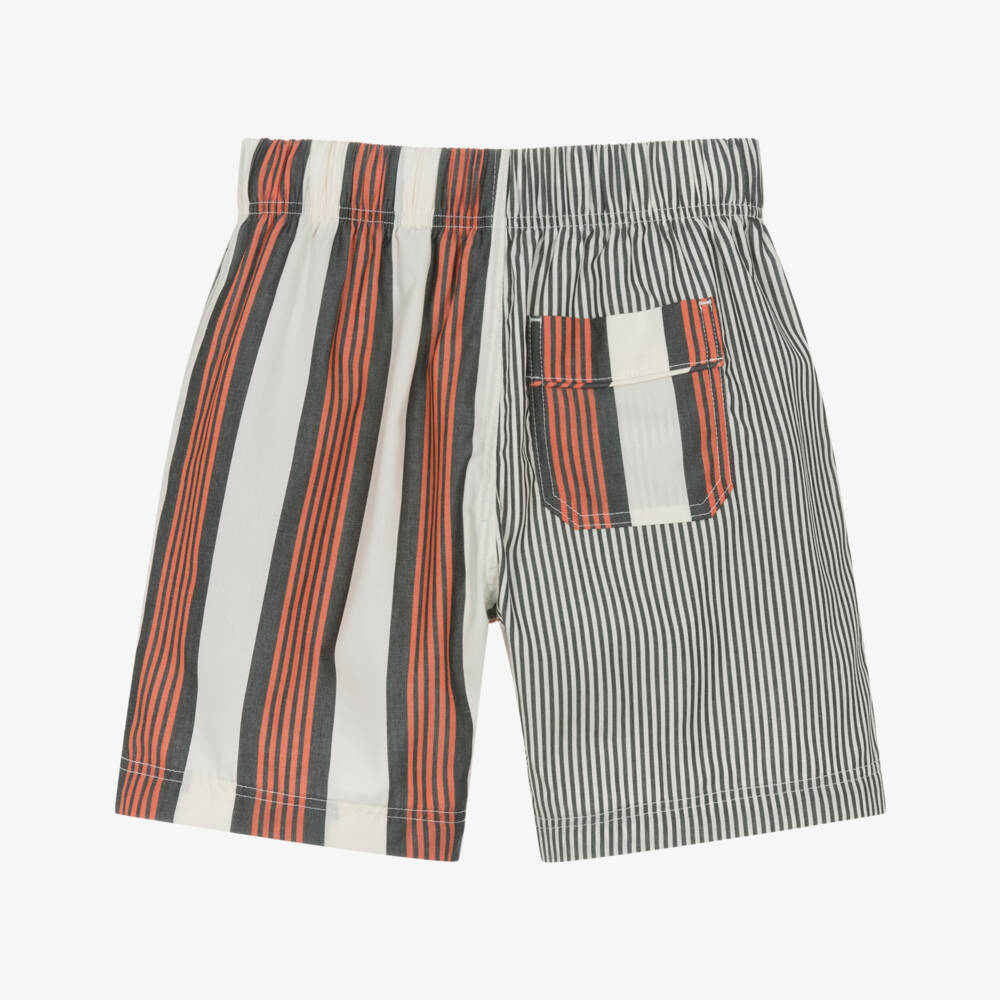 Burberry-Girls Black & Tangerine Cotton Stripes | Childrensalon Outlet