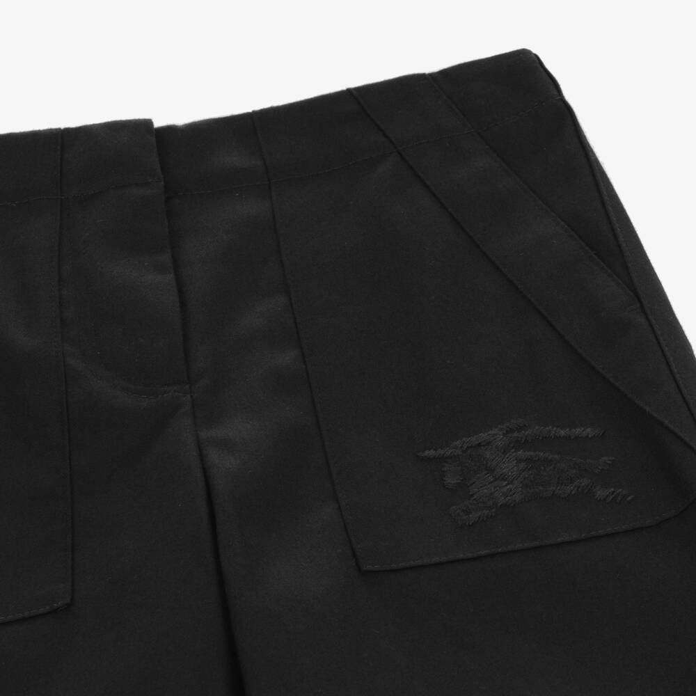 Burberry-Girls Black Twill Wide-Leg Trousers | Childrensalon Outlet