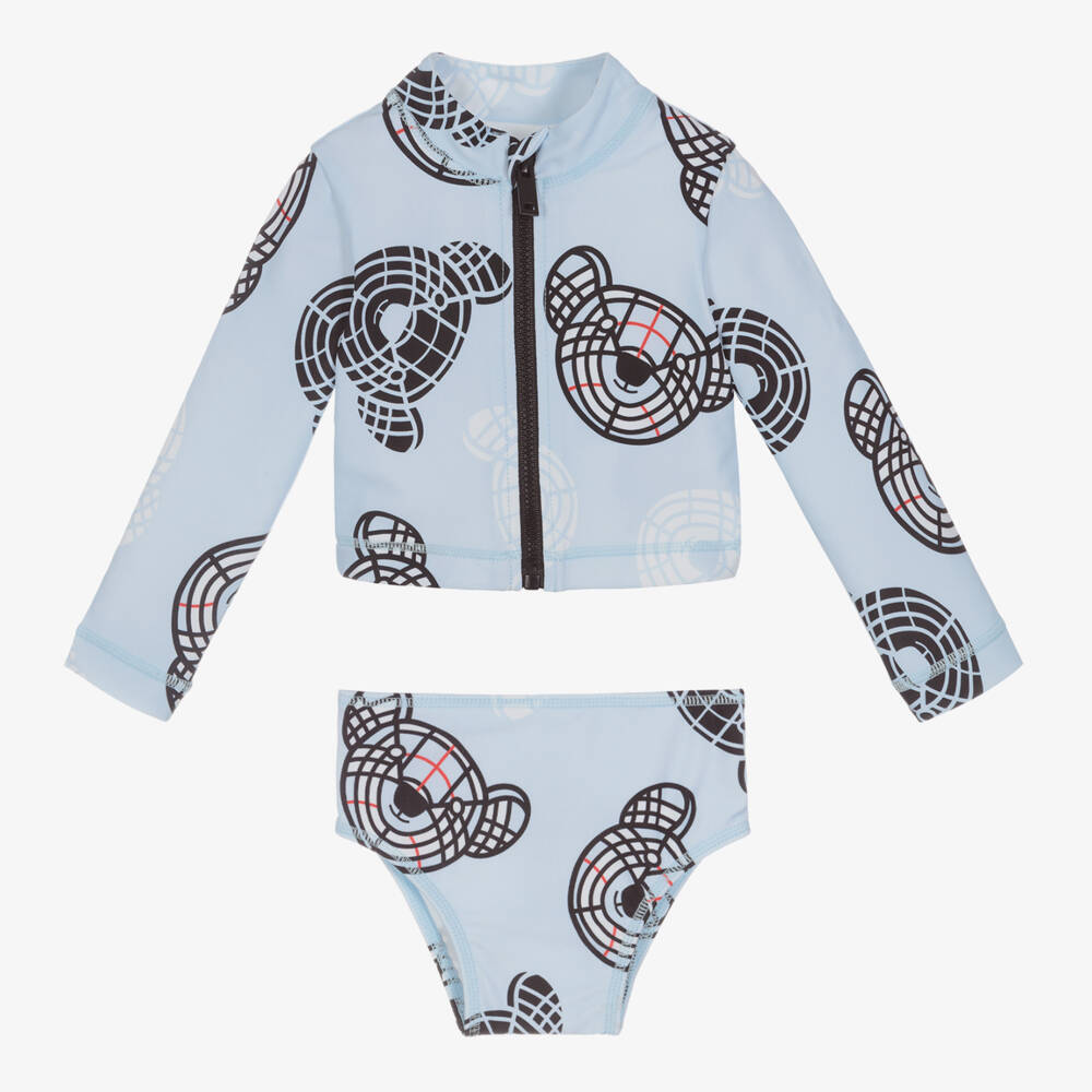 Burberry-Girls Blue Bear Print Tankini | Childrensalon Outlet