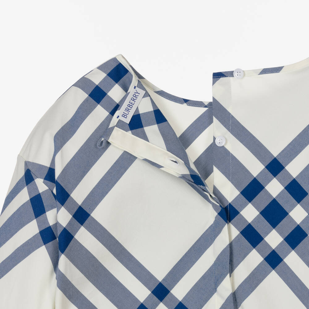 Burberry-Girls Blue Check Cotton Day Dress | Childrensalon Outlet