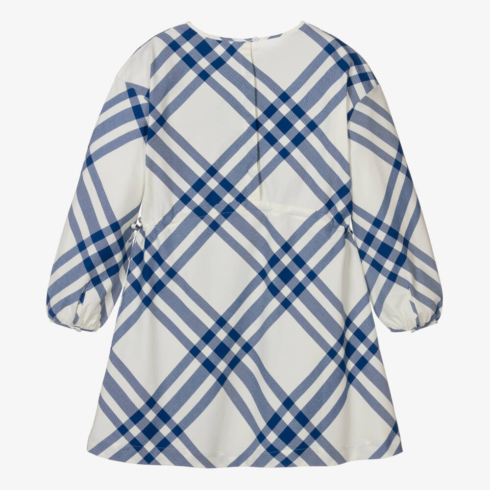 Burberry-Girls Blue Check Cotton Day Dress | Childrensalon Outlet