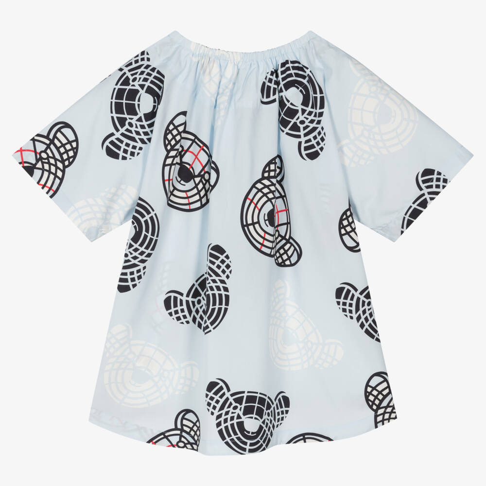 Burberry-Блузка из синего хлопка с медвежьим принтом для девочек | Childrensalon Outlet