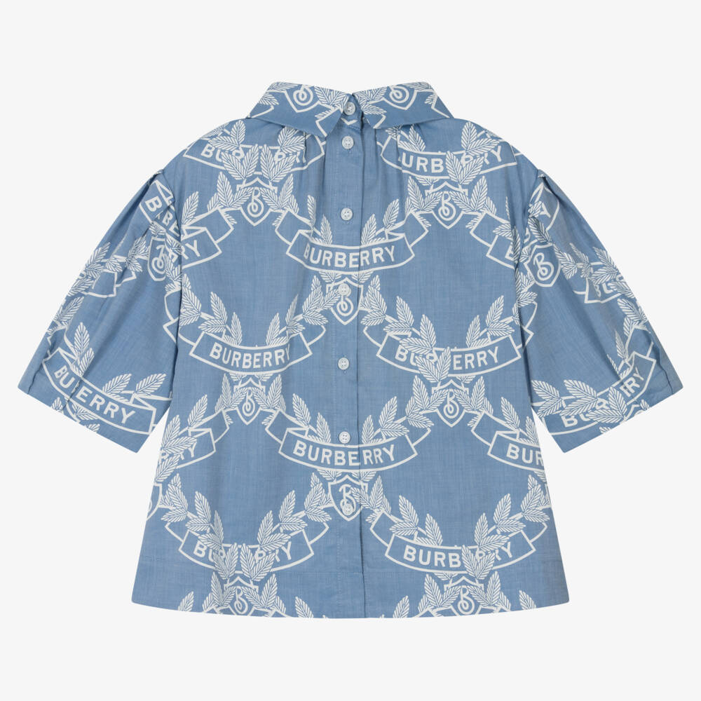 Burberry-Girls Blue Leaf Emblem Top | Childrensalon Outlet
