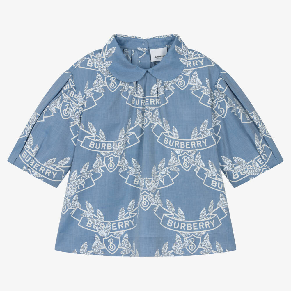 Burberry-Топ синий с эмблемой листа для девочек | Childrensalon Outlet