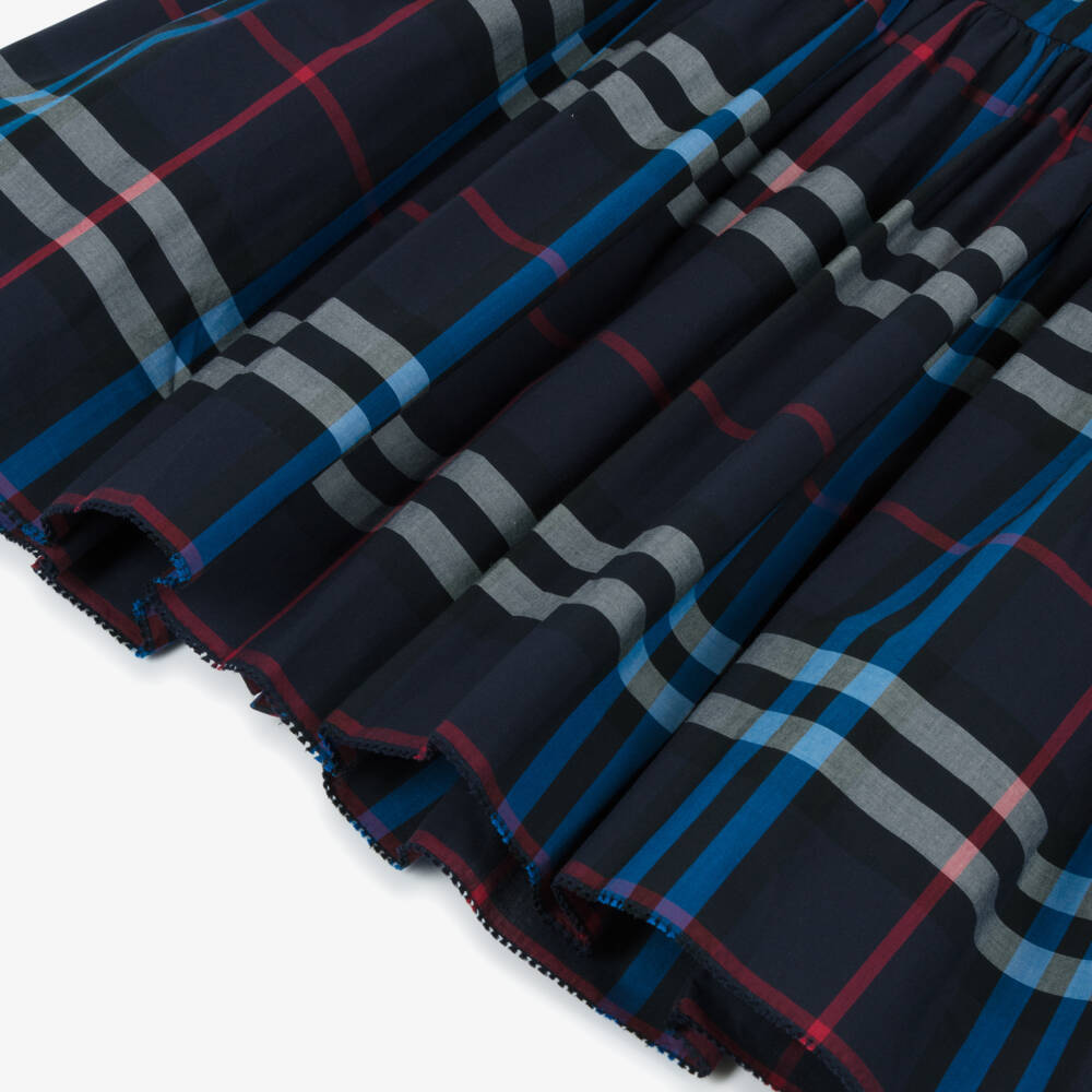 Burberry-Girls Blue Plaid Cotton Dress | Childrensalon Outlet