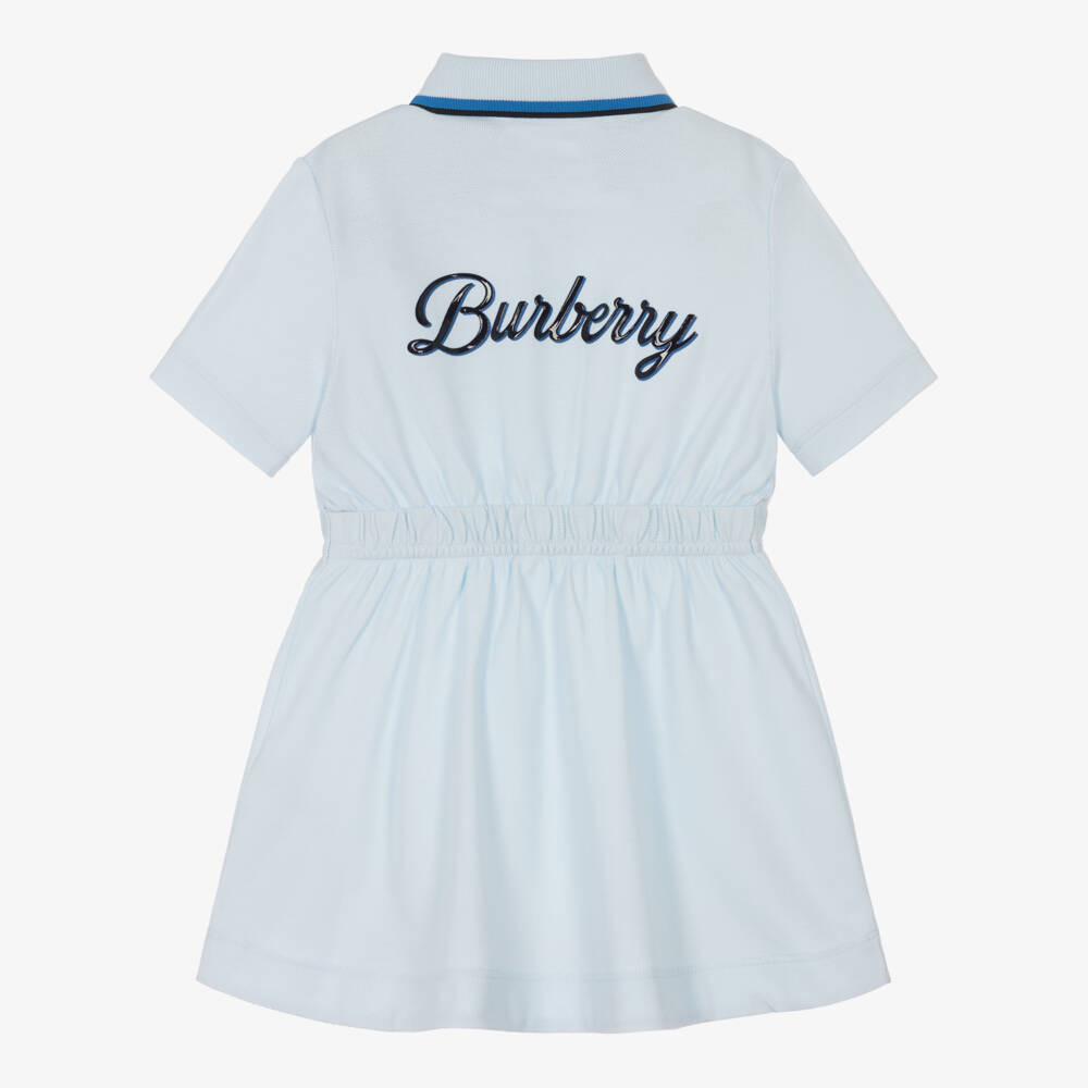 Burberry-Girls Blue Polo Dress with Varsity Emblem | Childrensalon Outlet