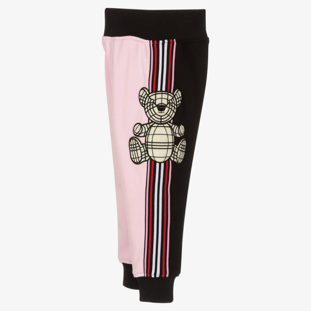 Burberry-بنطلون رياضي للبنات بطبعة دب بلون وردي فاتح | Childrensalon Outlet
