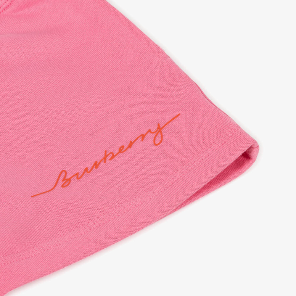 Burberry-Girls Blush Organic Cotton Shorts | Childrensalon Outlet